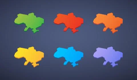 Ukraine map colored icon set Stock Illustration