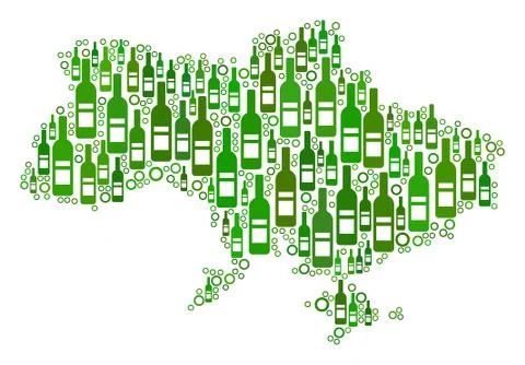 Ukraine Map With Crimea Composition of Wine Bottles and Circles Stock Illustration