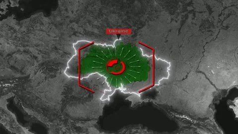 Ukraine Map - Cyber Attack Stock Footage 268428876