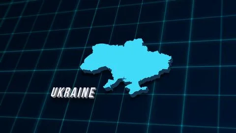 Ukraine map on digital coordinates grid 3d image Stock Photos