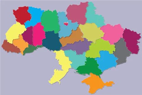 Ukraine. Map. Distribution by regions. Stock Illustration
