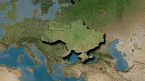 Ukraine map - extract. Shadow. Satellite. Stock Footage 150240766