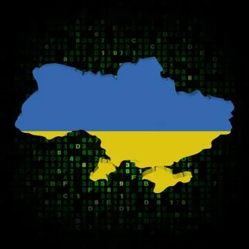 Ukraine map flag on hex code illustration Stock Illustration