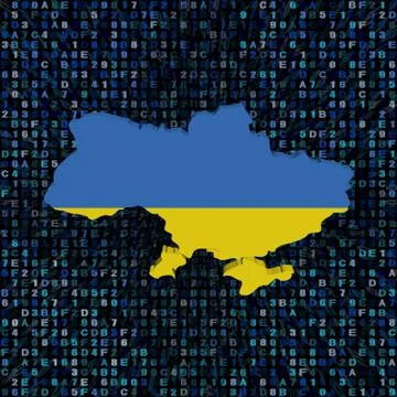 Ukraine map flag on hex code illustration Stockillustratie