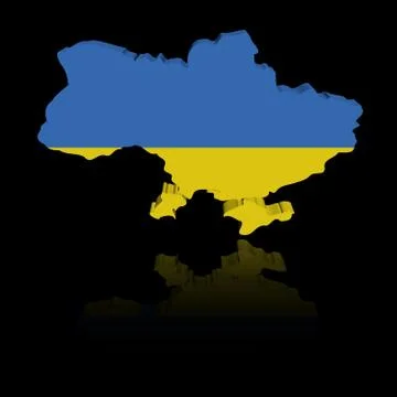 Ukraine map flag with reflection illustration Stock Illustration
