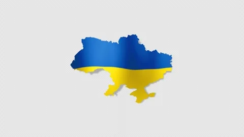 Ukraine map with flag on transparent 4k Stock Footage 252032128