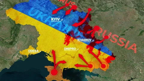 Ukraine map invasion attack war Animated map of Russia invasion of Ukraine, the Stock Footage 229518680