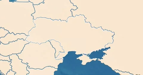 A ukraine map with most important cities and frontier lines Vídeo Stock 337432656