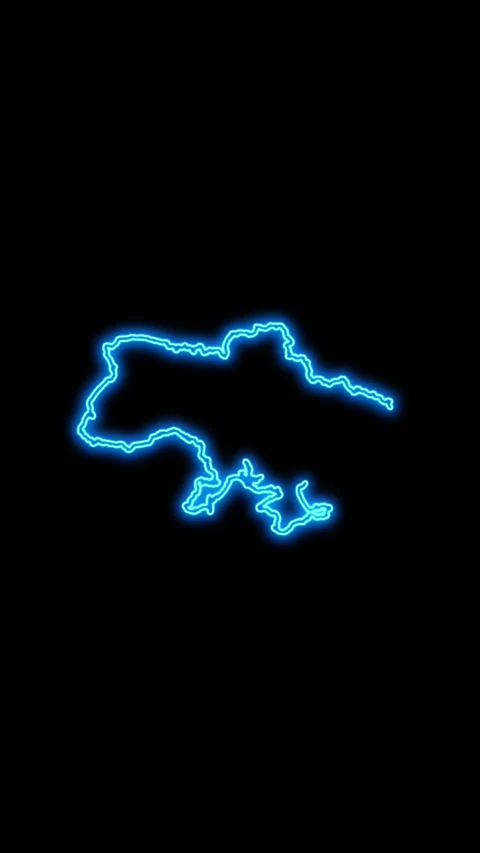 Ukraine Map Outline Neon Lights Stock Footage 333057682