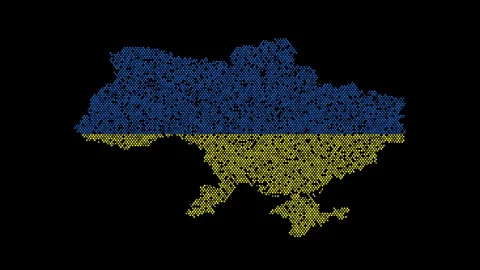 Ukraine map from particles, dots. Digital silhouette.  Video stock 175972353