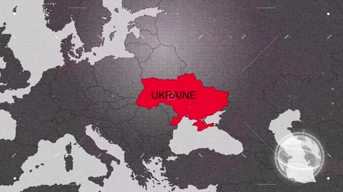 Ukraine Map Red and Gray with Effects Stock Footage 342789107
