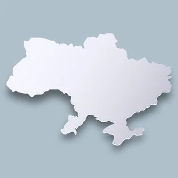 Ukraine Map with shadow. Cut paper. Vector illustration. Stock Illustration