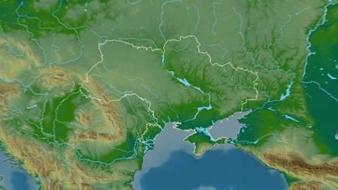 Ukraine map - solid. Regions. Physical. ... | Stock Video | Pond5