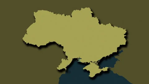 Ukraine map - solid. Shadow. Pattern. Labels Video stock 178492305