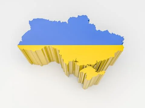 Ukraine map with Ukrainian flag Stock Illustration