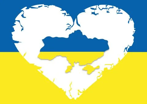 Ukraine Map Vector Broken Heart Shape Stock Illustration