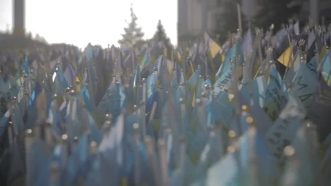 Ukraine memorial flag Stock Footage 274034819