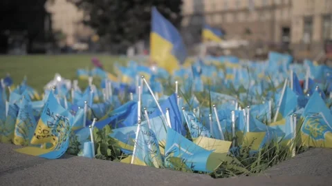 Ukraine memorial flag Stock-Footage 274034820