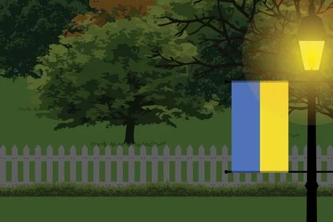 Ukraine Night Trees Lamp Vector Illustration Stock Illustration