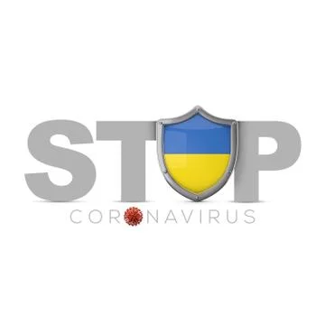 Ukraine protective shield. Stop coronavius concept. 3D Render Stock Illustration