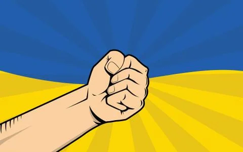 Ukraine protest illustration with single hand strong fist Stock Illustration