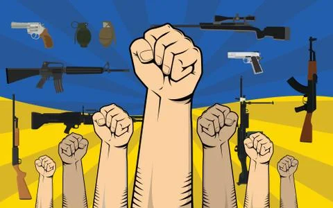Ukraine protest illustration with single hand strong fist Stock Illustration
