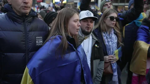 Ukraine Protest NYC Stop Putin War 0305 Video stock 171584750