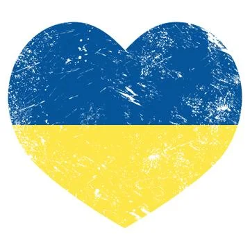Ukraine retro heart flag - vector Stock Illustration