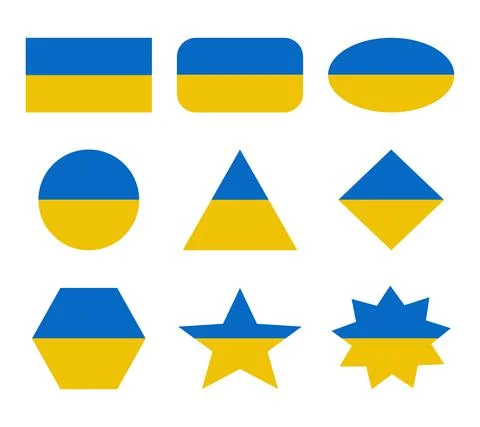 Ukraine set of flags with geometric shapes Stock Illustration