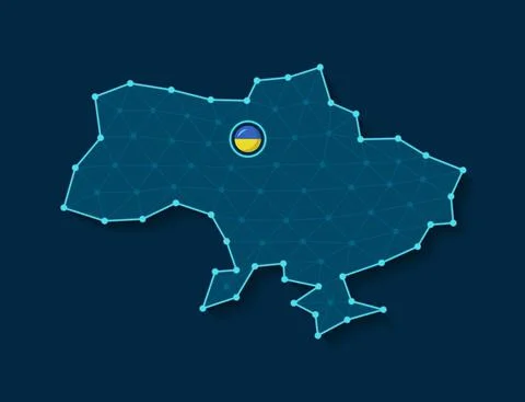 Ukraine simplified vector map in a digital blue design Illustrazione stock