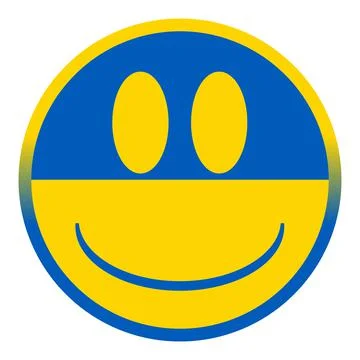 Ukraine Smile Face Button Isolated Stock Illustration