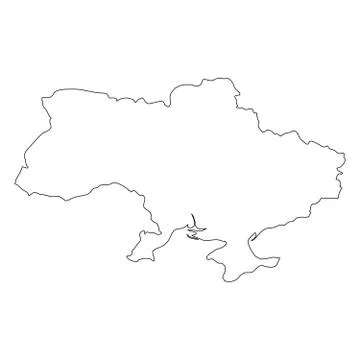 Ukraine - solid black outline border map of country area. Simple flat vector Stock Illustration