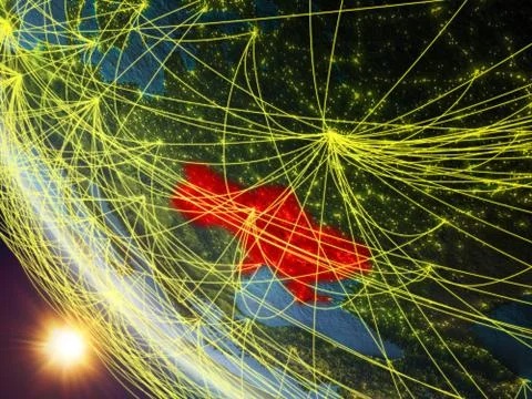 Ukraine from space with network Stock Illustration