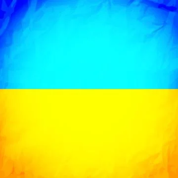 Ukraine state flag with the effect of crumpled paper. Symbol of Ukraine. Bl.. Stock Illustration