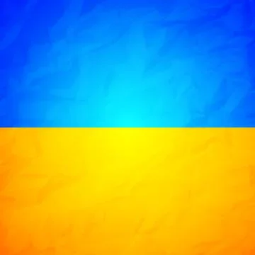Ukraine state flag with effect of crumpled paper. Symbol of Ukraine. Blue a.. Stock Illustration
