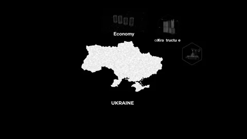 Ukraine technology map with animated charts Stock Footage 340983135