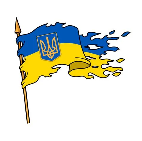Ukraine Torn Flag With Symbol Stock Illustration