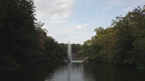 Ukraine Uman sity dendrological Sofiyivka Park arboretum duks in lake autumn Stock Footage 220650976