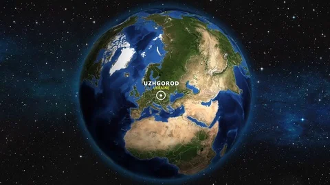 UKRAINE UZHGOROD ZOOM IN FROM SPACE Stock Footage 115901034