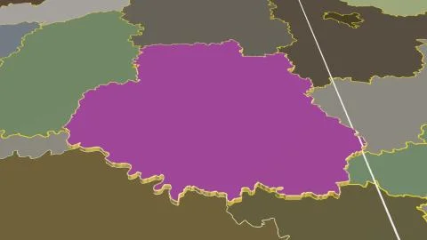 Ukraine - Vinnytsya extruded on solid map Illustrazione stock