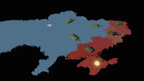 Ukraine War Front Map: Russian-Controlled Territories in Ukraine (2026) Stock Footage 339868434