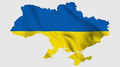Ukraine waving flag map with alpha channel and seamless loop Stock Footage 171221849