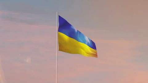 Ukraine waving flag on sky Stock Footage 319402230