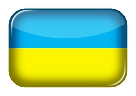 Ukraine web icon rectangle button with clipping path 3d illustration Stock Illustration