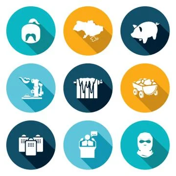 Ukraines energy problems Icons Set. Vector Illustration Stock Illustration
