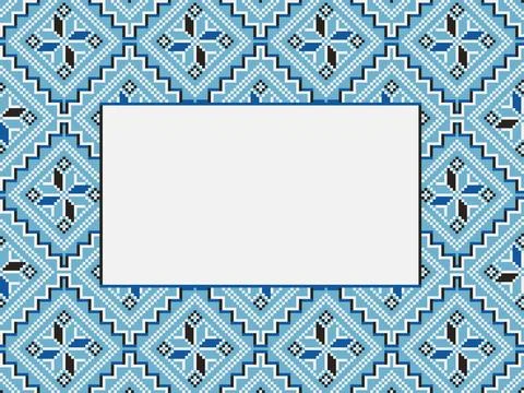 Ukrainian Alatyr Blue Pattern White Copy Space Stock Illustration