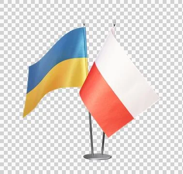 Ukrainian and Polish table flags on stand PNG Photos