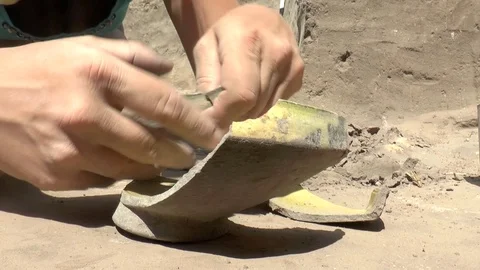  Ukrainian archaeologists study the ancient settlement in the northern Black Sea Stock Footage 104956225