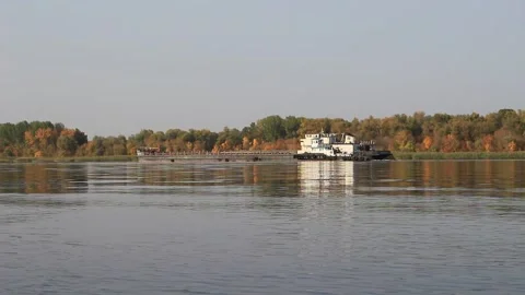 Ukrainian Barge On The Dnieper River Stock Footage 304509273