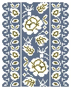 Ukrainian beaded pattern of roses in blue yellow Stock Illustration